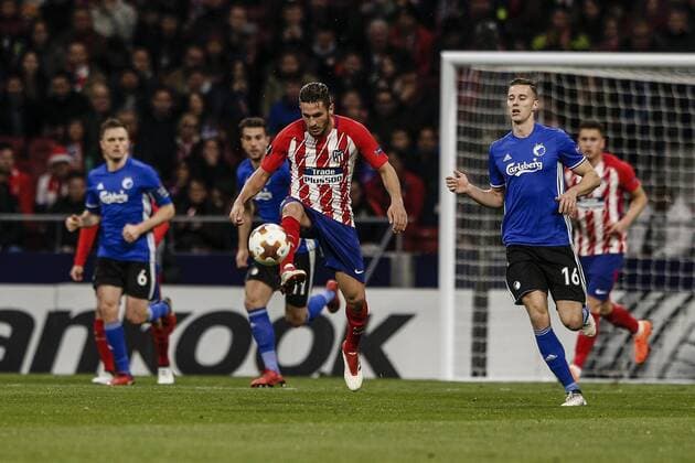 22nd February 2018, Wanda Metropolitano, Madrid, Spain; UEFA Europa League football, round of 32, 2nd leg, Atletico Madrid versus FC Copenhagen; Jorge Resurreccion Merodio (Atletico de Madrid) controls the ball.  ActionPlus11991359