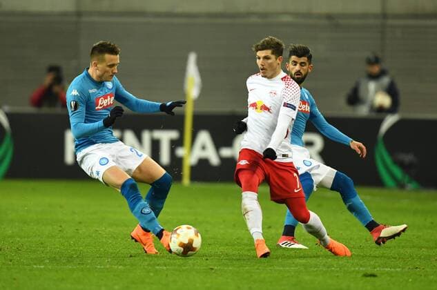 Soccer Mens Season 2017 2018 Europa League second round second leg RB Leipzig SSC Napoli v 1 Piotr Zielinski 20 SSC Napoli Marcel Sabitzer RB Leipzig Lorenzo Insigne 24 SSC Napoli 22 02 2017 Copyright: xMatthiasxKochx