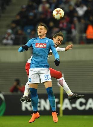 Soccer Mens Season 2017 2018 Europa League second round second leg RB Leipzig SSC Napoli v 1 Piotr Zielinski 20 SSC Napoli Yussuf Poulsen RB Leipzig 22 02 2017 Copyright: xMatthiasxKochx