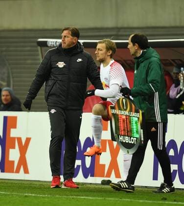 Soccer Mens Season 2017 2018 Europa League Intermediate Round Second leg RB Leipzig SSC Napoli v l Coach Ralph Hasenhuttl RB Leipzig Emil Forsberg RB Leipzig 22 02 2017 Copyright: xMatthiasxKochx