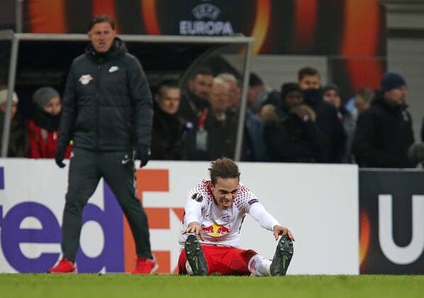 22 02 2018 Football UEFA Europa League 2017 2018 Intermediate round RB Leipzig SSC Naples at the Red Bull Arena Leipzig Yussuf Poulsen RB Leipzig