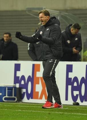 Soccer Mens Season 2017 2018 Europa League second round second leg RB Leipzig SSC Napoli coach Ralph Hasenhüttl RB Leipzig cheering after the final whistle 22 02 2017 Copyright: xMatthiasxKochx
