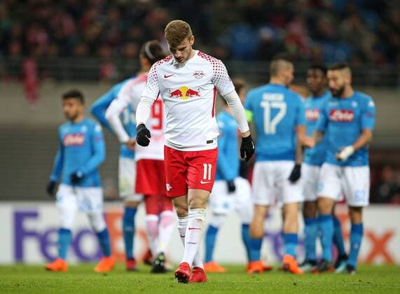 22 02 2018 Football UEFA Europa League 2017 2018 Intermediate Round RB Leipzig SSC Naples at the Red Bull Arena Leipzig Timo Werner RB Leipzig