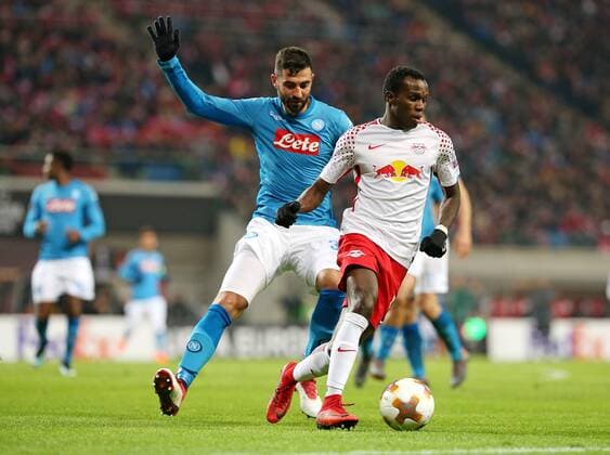 22 02 2018 Football UEFA Europa League 2017 2018 Intermediate round RB Leipzig SSC Napoli at the Red Bull Arena Leipzig v 1 Raul Albiol SSC Napoli against Bruma RB Leipzig
