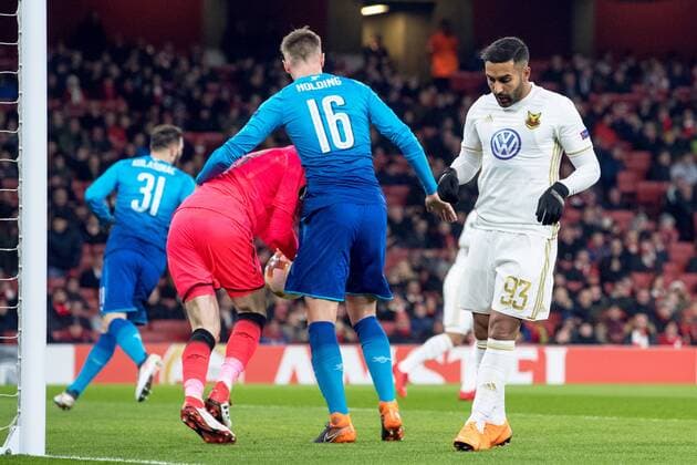 180222 Östersund Saman Ghoddos dies after a missed malchans during the football match in the Europa League between Arsenal and Östersund on February 22, 2018 in London  Copyright: ANDREASxLxERIKSSON BB180222AE022
