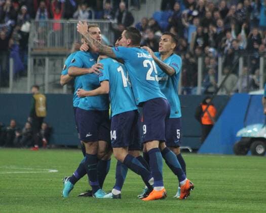 Russian Federation. Saint-Petersburg. Arena Saint Petersburg, Zenit-arena. Football. The UEFA Europa League. The playoffs. Match. FC Zenit - FC Celtic . The player of FC Zenit MaksimxKonstantinov 