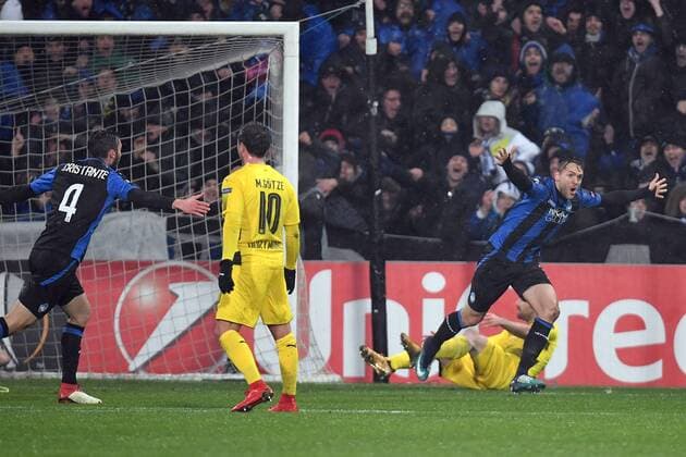 Esultanza gol Rafael Toloi Atalanta goal celebration Reggio Emilia 22-02-2018 Stadio del Tricolore Football Calcio Europa League 2017 2018 round of 32 Atalanta - Borussia Dortmund Foto Andrea Staccioli Insidefoto andreaxstaccioli