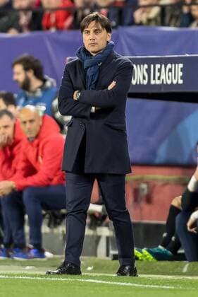 Spain Sevilla 21 02 2018 UEFA Champions League 2017 18 Season Round of 16 First leg Sevilla FC Manchester United FC coach Vincenzo Montella FCS are watching DeFodi507