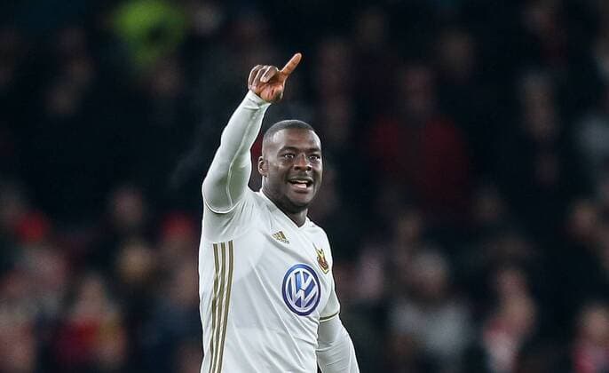 Bilder des Tages SPORT Ken Sema of Ostersunds FK celebrates after he scores his team?s second goal of the game to make the score 0-2 during the UEFA Europa League match between Arsenal and Ostersunds FK at the Emirates Stadium, London, England on 22 February 2018. Copyright: xDavidxHornx PMI-1844-0011