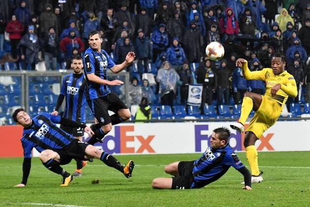 Michy Batshuayi Borussia, Rafael Toloi Atalanta Reggio Emilia 22-02-2018 Stadio del Tricolore Football Calcio Europa League 2017 2018 round of 32 Atalanta - Borussia Dortmund Foto Andrea Staccioli Insidefoto andreaxstaccioli