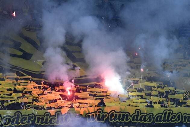 Tifosi Borussia Supporters Reggio Emilia 22-02-2018 Stadio del Tricolore Football Calcio Europa League 2017 2018 round of 32 Atalanta - Borussia Dortmund Foto Andrea Staccioli Insidefoto andreaxstaccioli