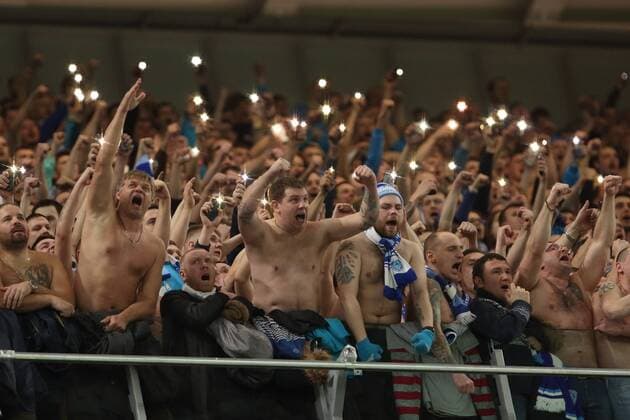 February 22, 2018 - St. Petersburg, Russia - February 22, Russia, St. Petersburg. UEFA Europa League 2017 18- FC Zenit-FC Celtic. Supporters of FC Zenit. UEFA Europa League 2017 18 - FC Zenit vs FC Celtic  - ZUMAl75_ 20180222_zaf_l75_076 Copyright: xAlexanderxKulebyakinx
