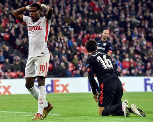 Spartak Moscow s Quincy Promes reacts after missing a goal opportunity during the UEFA Europa League round of 32 match between Athletic Bilbao and Spartak Moscow, at the San Mames stadium in Bilbao, Basque Country, Spain, 22 February 2018. Athletic Bilbao vs. Spartak Moscow !ACHTUNG: NUR REDAKTIONELLE NUTZUNG!  Copyright: xMiguelxTonax BIL012 20180222-636549356446541793