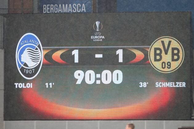 Scoreboard with the final score Atalanta Bergamo vs Borussia Dortmund Europa League Football 22 02 2018 Reggio Emilia Copyright: xLanger Eibner-Pressefotox EP_HLR