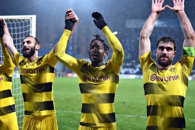 Mg Reggio Emilia 22 02 2018 - Europa League Atalanta-Borussia Dortmund foto Matteo Gribaudi Image nella foto: esultanza a fine gara Borussia Dortmund 