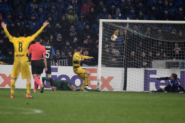 Mg Reggio Emilia 22 02 2018 - Europa League Atalanta-Borussia Dortmund foto Matteo Gribaudi Image nella foto: gol Marcel Schmelzer 