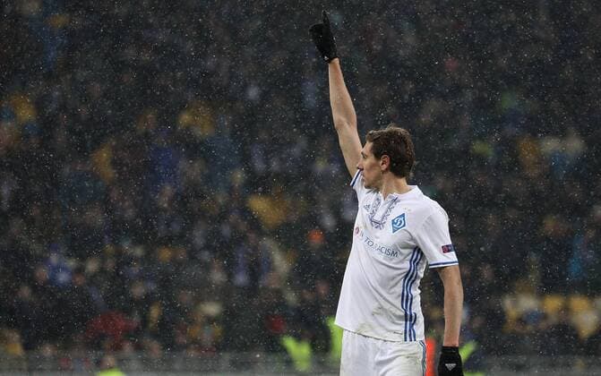 February 22, 2018 - Kiev, Ukraine - Dynamo Kiev s Denys Garmash reacts during the Europa League, round of 32, soccer match between Dynamo Kiev and AEK Athens at the Olympic Stadium in Kiev. Ukraine, Thursday, February 22, 2018 Dynamo Kyiv v AEK - UEFA Europa League  - ZUMAn230 20180222_zaa_n230_737 Copyright: xDanilxShamkinx