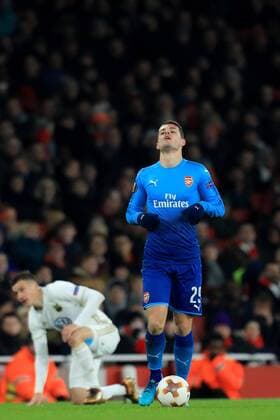 22nd February 2018, Emirates Stadium, London, England; UEFA Europa League football, round of 32, 2nd leg, Arenal versus Ostersund FK; A dejected Granit Xhaka of Arsenal  ActionPlus11991430