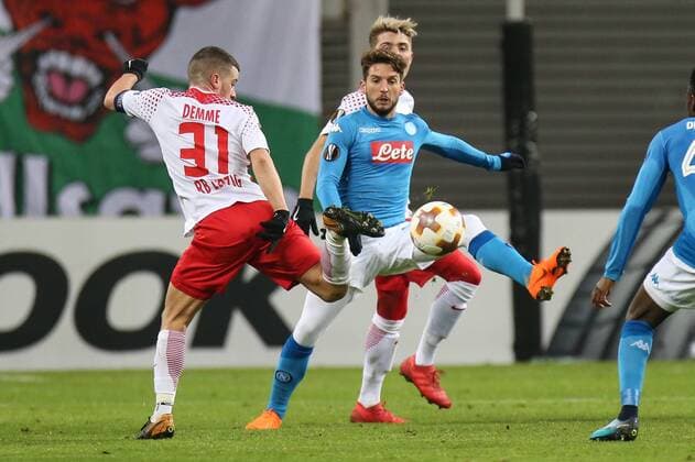 Diego Demme RB Leipzig v Dries Mertens SSC Naples Intermediate Round Europa League Season 2017 2018 RasenBallsport Leipzig vs SSC Naples at the RB Arena in Leipzig Action Germany Football Man Men 22.02.2018
