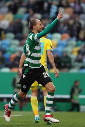 February 22, 2018 - Lisbon, Portugal - Sporting s forward Bas Dost from Holland celebrates after scoring a goal during the UEFA Europa League round of 32 second leg football match between Sporting CP and FC Astana at Alvalade stadium in Lisbon, Portugal on February 22, 2018. Sporting Lisbon v FC Astana - UEFA Europa League  - ZUMAn230 20180222_zaa_n230_573 Copyright: xPedroxFiuzax