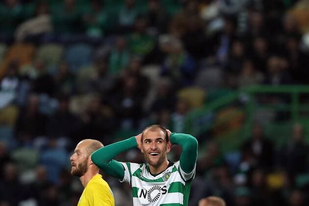 February 22, 2018 - Lisbon, Portugal - Sporting s forward Bas Dost from Holland reacts during the UEFA Europa League round of 32 second leg football match between Sporting CP and FC Astana at Alvalade stadium in Lisbon, Portugal on February 22, 2018. Sporting Lisbon v FC Astana - UEFA Europa League  - ZUMAn230 20180222_zaa_n230_587 Copyright: xPedroxFiuzax