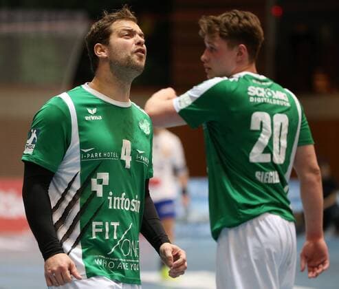 Sebastian Kraus DJK Rimpar Wolves Lukas Siegler DJK Rimpar Wolves disappointed disappointment disappointed DKB 2 Handball Bundesliga DJK Rimpar Wolves ThSV Eisenach xfsx