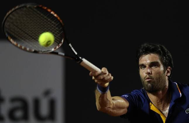 Spanish tennis player Pablo Andujar returns the ball to Austrian Dominic Thiem during their Rio de Janeiro Tennis Open Match 2018 in Rio de Janeiro, Brazil, 22 February 2018. Andujar withdrew from the game, which meant Thiem s advance to quarter-finals. Rio de Janeiro Tennis Open 2018 !ACHTUNG: NUR REDAKTIONELLE NUTZUNG!  Copyright: xMarceloxSayaox RIO007 20180223-636549478165698039