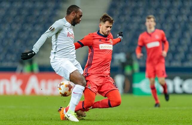 22 02 2018 Red Bull Arena Salzburg UEFA Champions League Final UEFA Champions League Final Reinhold Yabo FC Salzburg UEFA Champions League Round of 32 2nd leg match between FC Salzburg and Real Sociedad at the Red Bull Arena in Salzburg Austria on 2018 02 22 Salzburg  EX_FEI