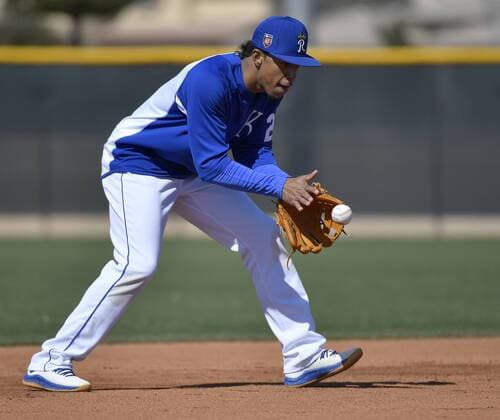 February 22, 2018 - Surprise, AZ, USA - The Kansas City Royals Adalberto Mondesi during spring training on Thursday, Feb. 22, 2018, in Surprise, Ariz. Kansas City Royals spring training - ZUMAm67_ 20180222_zaf_m67_048 Copyright: xJohnxSleezerx