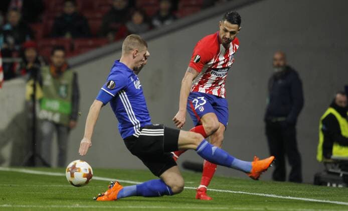 Partido de la Europa League entre el Atletico y el Copenhague en el Wanda Metropolitano. En la imagen, Vitolo. Europa League match against Atletico and Copenhague. In ths picture, Vitolo. 
