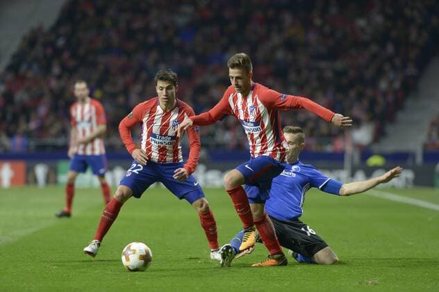 January 1, 2012 - Madrid, Madrid, Spain - Sergi and Nicolas Gaitan or Atletico de Madrid during UEFA Europa League Round of 32 match between Atletico Madrid and FC Copenhagen at the Wanda Metropolitano on February 22, 2018 in Madrid, Spain. Atletico Madrid v FC Copenhagen - UEFA Europa League  - ZUMAn230 20120101_zaa_n230_028 Copyright: xPatricioxRealpex