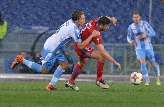 February 22, 2018 - Rome, Italy - Lucas Leiva during the Europe League football match S.S. Lazio vs Steaua Bucuresti at the Olympic Stadium in Rome, on february 22, 2018. Lazio v Steaua Bucharest - UEFA Europa League  - ZUMAn230 20180222_zaa_n230_1080 Copyright: xSilviaxLorex