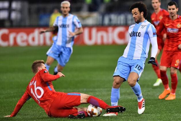 Europa League 16of final round Lazio Steaua Bucarest-Rome - 22 feb 2018 In the picture Bogdan Planic and Felipe Anderson Photo Fotografo01  Copyright: xFotografo01x xIPAx xFotografo01x