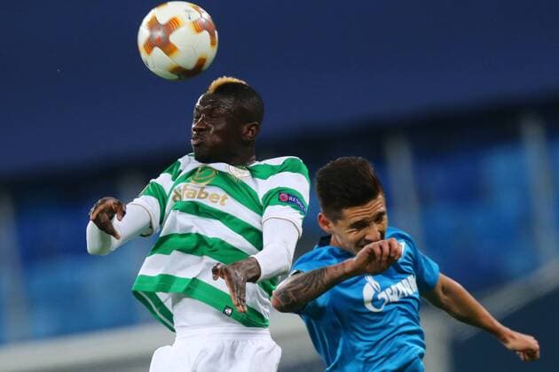 February 22, 2018 - Saint Petersburg, Russia - Eboue Kouassi of Celtic (L) and Matias Kranevitter of FC Zenit Saint Petersburg vie for the ball during the UEFA Europa League Round of 32 football match between FC Zenit Saint Petersburg and FK Celtic at Saint Petersburg Stadium. Celtic vs Zenit St Petersburg - UEFA Europa League in Saint Petersburg, Russia - 22 Feb 2018 - ZUMAs197 82004242st Copyright: xIgorxRussakx xSopaxImagesx