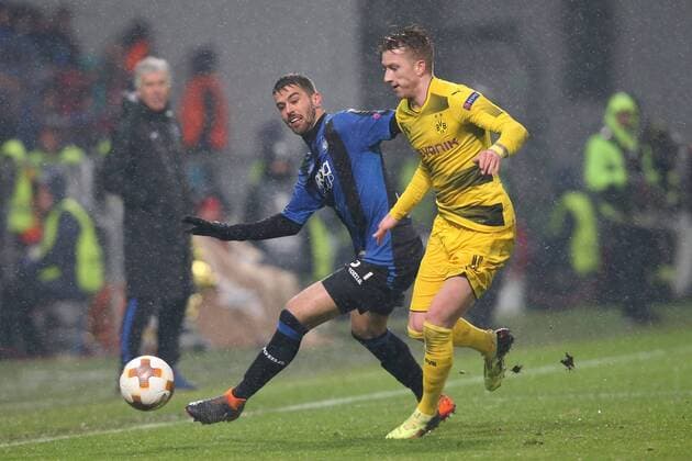 Francesco Rossi Atalanta Bergamo 31 Marco Reus Borussia Dortmund 11 Atalanta Bergamo vs Borussia Dortmund Europa League Football 22 02 2018 Reggio Emilia Copyright: xEIBNER HarryxLangerx EP_HLR