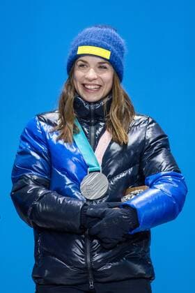 180223 Anna Magnusson of Sweden Silver celebrates at the Medal Ceremony for the Womens Biathlon 4x6 km relay during day fourteen of the 2018 Winter Olympics on February 23, 2018 in Pyeongchang Photo Joel Marklund BILDBYRAN Code JM 87647  Copyright: JOELxMARKLUND BB180223JM081