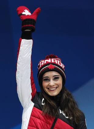 PYEONGCHANG, SOUTH KOREA â€“ FEBRUARY 23, 2018: Bronze medallist Kaetlyn Osmond of Canada waves at a victory ceremony for the ladies Figure skating Eiskunstlauf event at the 2018 Winter Olympic Games Olympische Spiele Olympia OS Sergei Bobylev TASS  TS0756ED