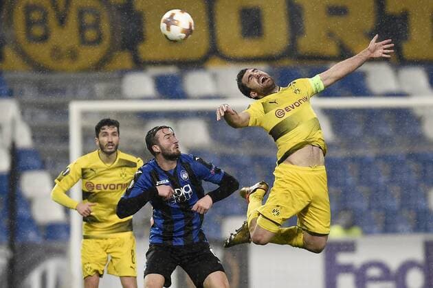 Db Reggio Emilia 22 02 2018 - Europa League Atalanta-Borussia Dortmund foto Daniele Buffa Image nella foto: Sokratis Papastathopoulos-Bryan Cristante 