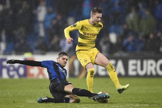 Db Reggio Emilia 22 02 2018 - Europa League Atalanta-Borussia Dortmund foto Daniele Buffa Image nella foto: Mario Reus-Rafael Toloi 