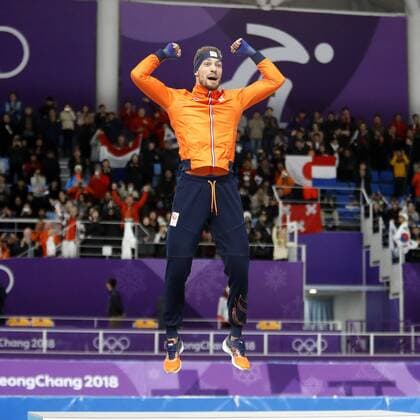 GANGNEUNG , 23-02-2018 , Gangneung Oval , 1000 meter heren , Kjeld Nuis wint goud . OS2018: 1000 meter heren  x2011085x
