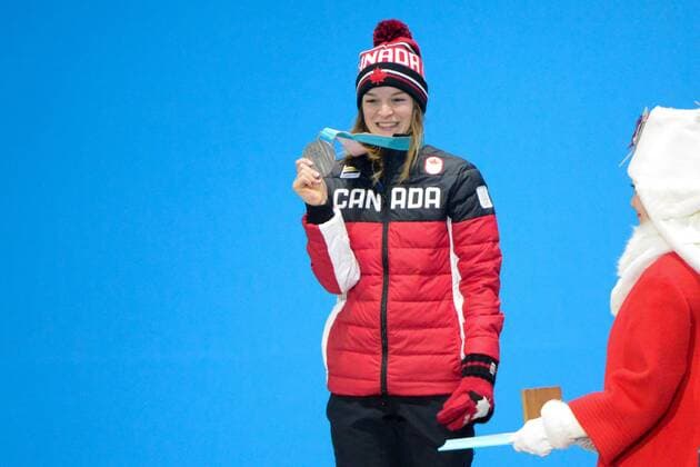 February 23, 2018 - Pyeongchang, South Korea - KIM BOUTIN of Canada celebrates getting the silver medal in the Ladies 1000m short track Speed skating Eisschnelllauf event in the PyeongChang Olympic Games Olympische Spiele Olympia OS Pyeongchang 18: Medal Winners - ZUMAl132 20180223_zap_l132_029 Copyright: xChristopherxLevyx