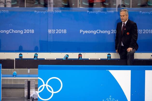 180223 Willie Desjardins Head Coach of Canada looks dejected after the Ice Hockey semifinal between Canada and Germany during day fourteen of the 2018 Winter Olympics on February 23, 2018 in Pyeongchang Photo Petter Arvidson BILDBYRAN Code PA 91999  Copyright: PETTERxARVIDSON BB180223PA132