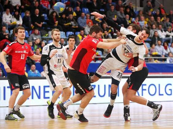 BAU 23 02 2018 Bietigheim Handball SG BBM Bietigheim vs HC Elbflorenz Dresden by Roman Becvar Dresden Jonathan Fischer BBM