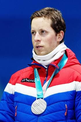 180224 Lars Helge Birkeland of Norway silver celebrates at the Medal Ceremony for the Mens Biathlon 4x7 5 km relay during day fifteen of the 2018 Winter Olympics on February 24, 2018 in Pyeongchang Photo Carl Sandin BILDBYRAN Code CS 57999 322  Copyright: CARLxSANDIN BB180224CS135