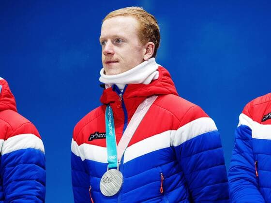 180224 Johannes Thingnes Bo of Norway Silver celebrates at the Medal Ceremony for the Mens Biathlon 4x7 5 km relay during day fifteen of the 2018 Winter Olympics on February 24, 2018 in Pyeongchang Photo Carl Sandin BILDBYRAN Code CS 57999 322  Copyright: CARLxSANDIN BB180224CS140