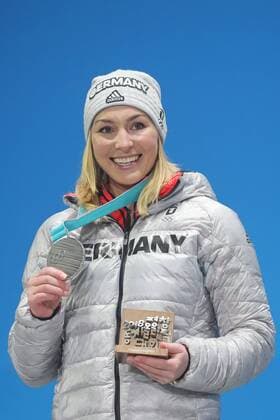 OLYMPICS - 2018 Winter Olympics PYEONGCHANG,SOUTH KOREA,24.FEB.18 - OLYMPICS, SNOWBOARDING - Olympic Winter games Winterspiele Spiele Summer games PyeongChang 2018, Medals Plaza, award ceremony, parallel giant slalom, ladies. Image shows Selina Joerg (GER). Keywords: medal. GEPAxpictures xMathiasxMandl