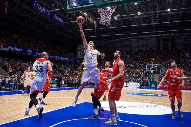 Basketball Frankfurt 23 02 2018 European Qualifiers for the World Cup 2019 Qualification for the 2019 World Cup Germany GER Serbia SRB Robin Benzing Germany No 12