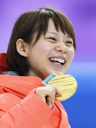 Pyeongchang Olympics Japanese speed skater Nana Takagi celebrates after winning the gold medal in the women s mass start at the Pyeongchang Winter Olympics in Gangneung, South Korea, on Feb. 24, 2018. 