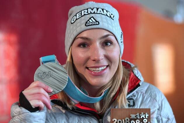 Selina JOERG GER 2nd place with medal Silver medal Snowboard Parallel Giant Slalom Snowboard Ladies Parallel Giant Slalom Parallel Giant Slalom Womens Victory Ceremony Presentation ceremony PyeongChang Olympic Medals Plaza on 24 02 2018 2018 Winter Olympics from 09 02 25 02 2018 in PyeongChang South Korea