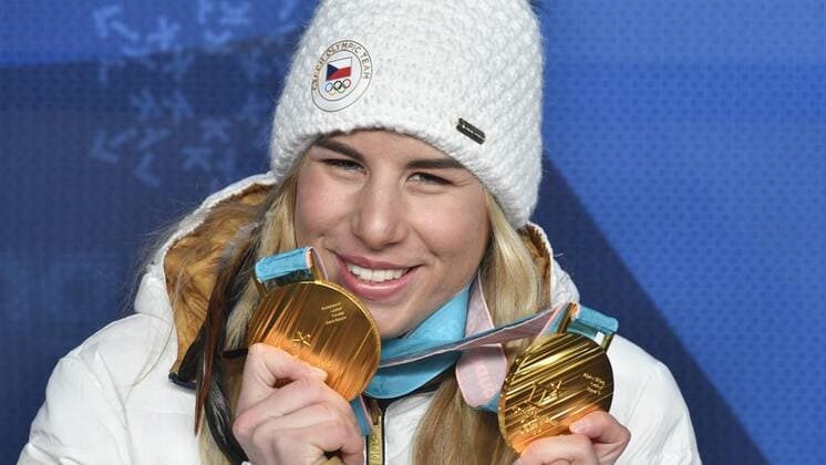 Snowboarder and skier Ester Ledecka, 22, a double gold medalist, won the gold medals in the Super-G in alpine skiing and in the parallel giant slalom in snowboarding at the Olympics. PyeongChang, South Korea, February 24, 2018. (CTKxPhoto MichalxKamaryt) CTKPhotoP201802240393501  _KM25758